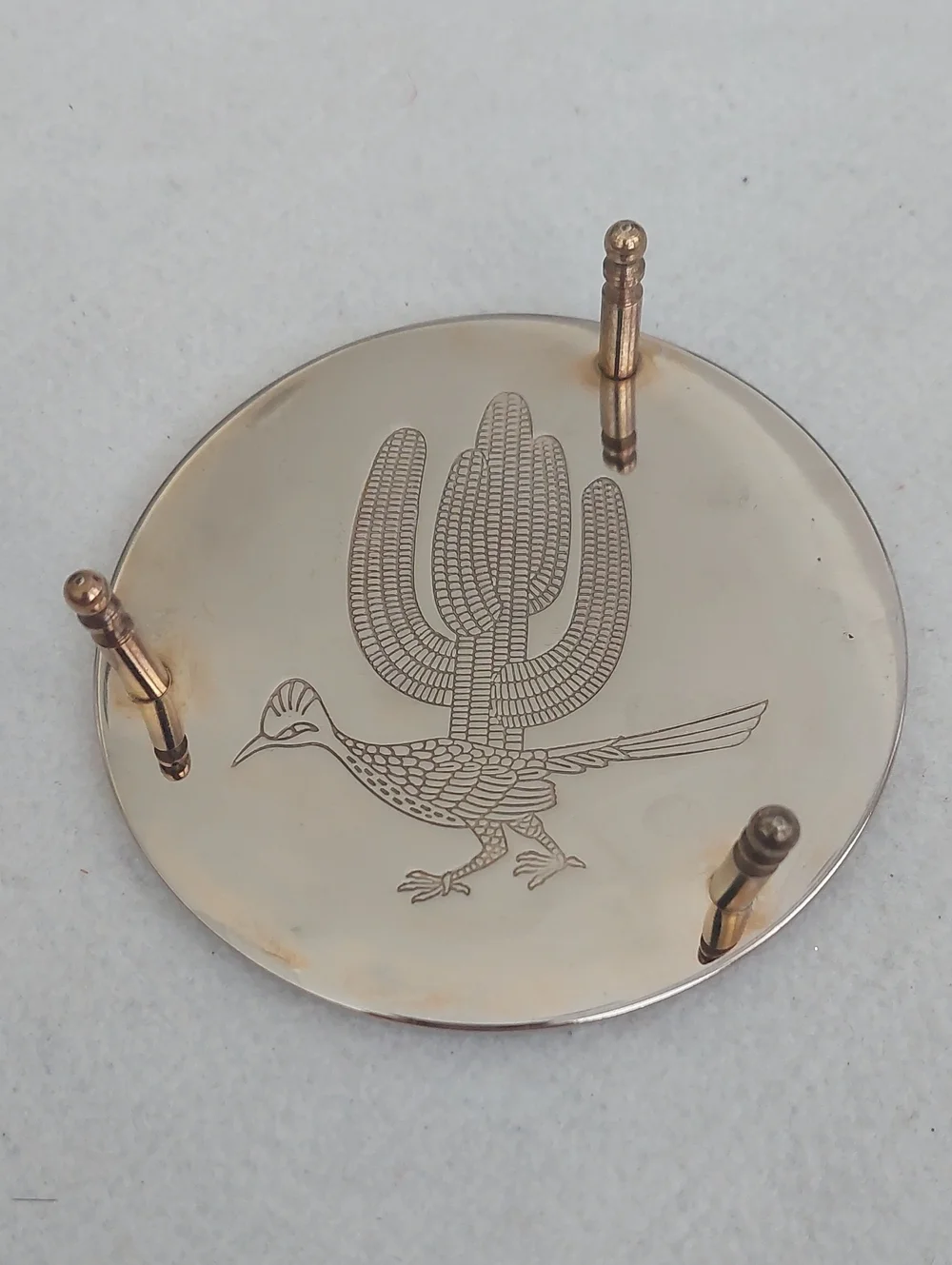 Silver-Toned Roadrunner/Cactus COASTER SETand HOLDER